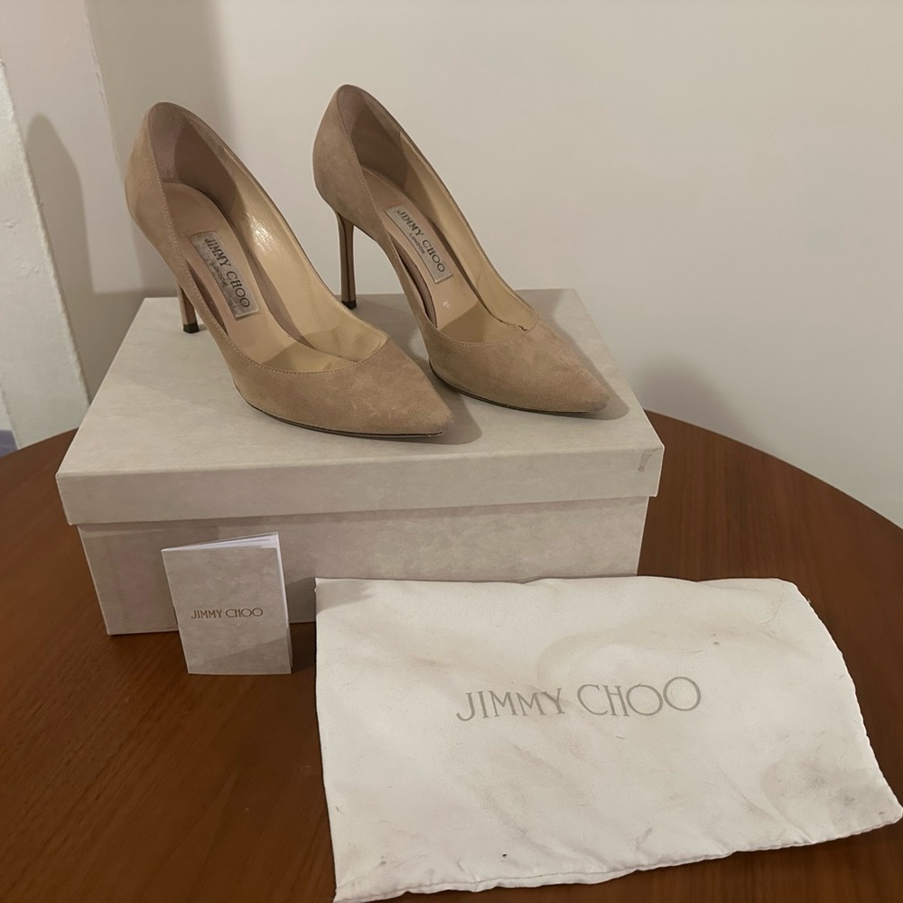 Jimmy Choo Ballet Pink Suede Romy 85 Stiletto Heels